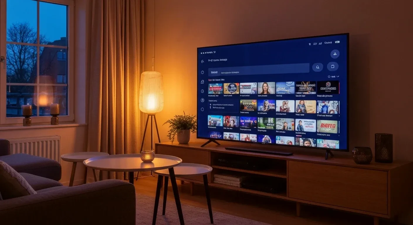 Stavanger skyline og IPTV med norske kanaler, sport og film