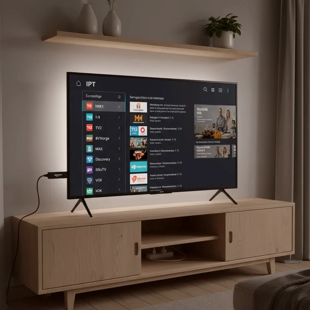 Amazon Fire Stick med IPTV-oppsett for norske kanaler, sport og film