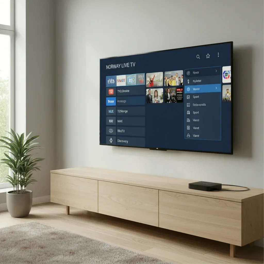 LG TV med IPTV-oppsett for norske kanaler, sport og film på webOS