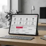 Tablet med beste iptv app viser kanaler og programguide på skrivebordet