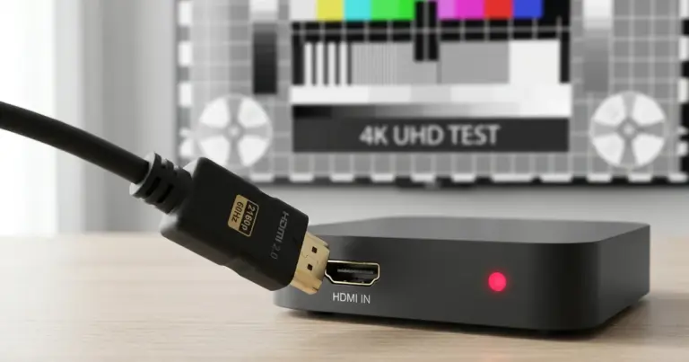 HDMI-kabel plugges inn i 4K IPTV-boks for iptv 4k