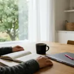 Person noterer sjekkpunkter i en notatbok for å vurdere norske IPTV-tjenester